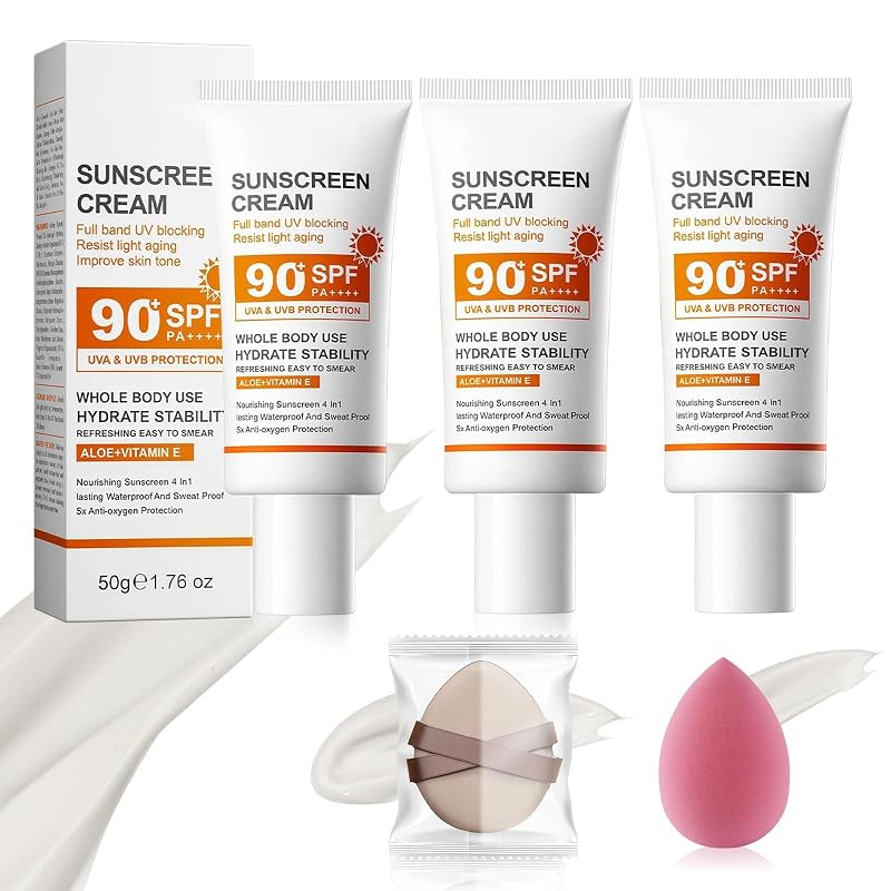 Protetor solar facial com cor LJYBoBin FPS 50+ PA+++, Pacote com 3