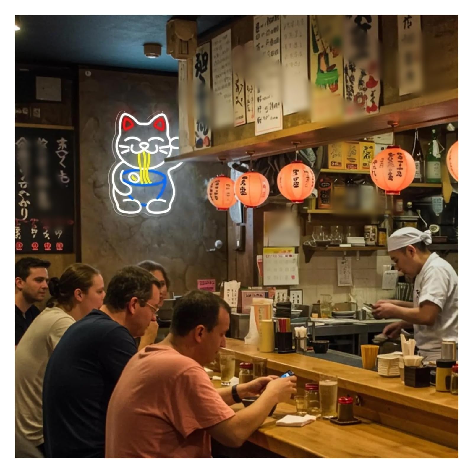 Decoración Lámparas Letrero De Neón De Ramen De Gato Con Alimentación USB, Fideos Japoneses Para Negocios, Restaurantes, Cantinas, Cocinas, Amantes De La Comida, Decoración 37x29cm