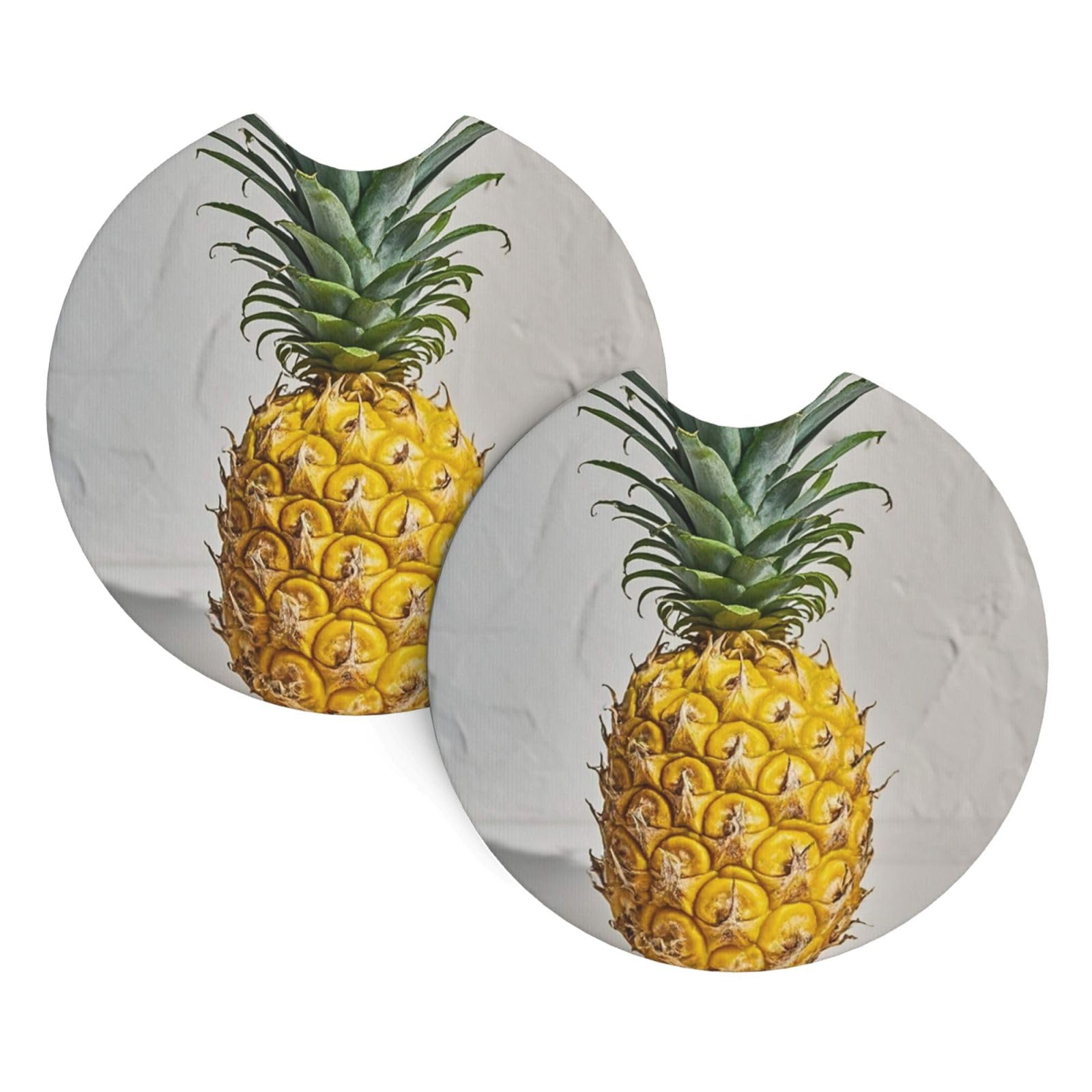 2 Pack Car Coaster for Cup Holders Yellow Pineapple Car Cup Coaster 2.7" Neoprene Non-Slip Automotive Cup Mat Universal Auto Car Interior Accessories for Women Men Cup Pad