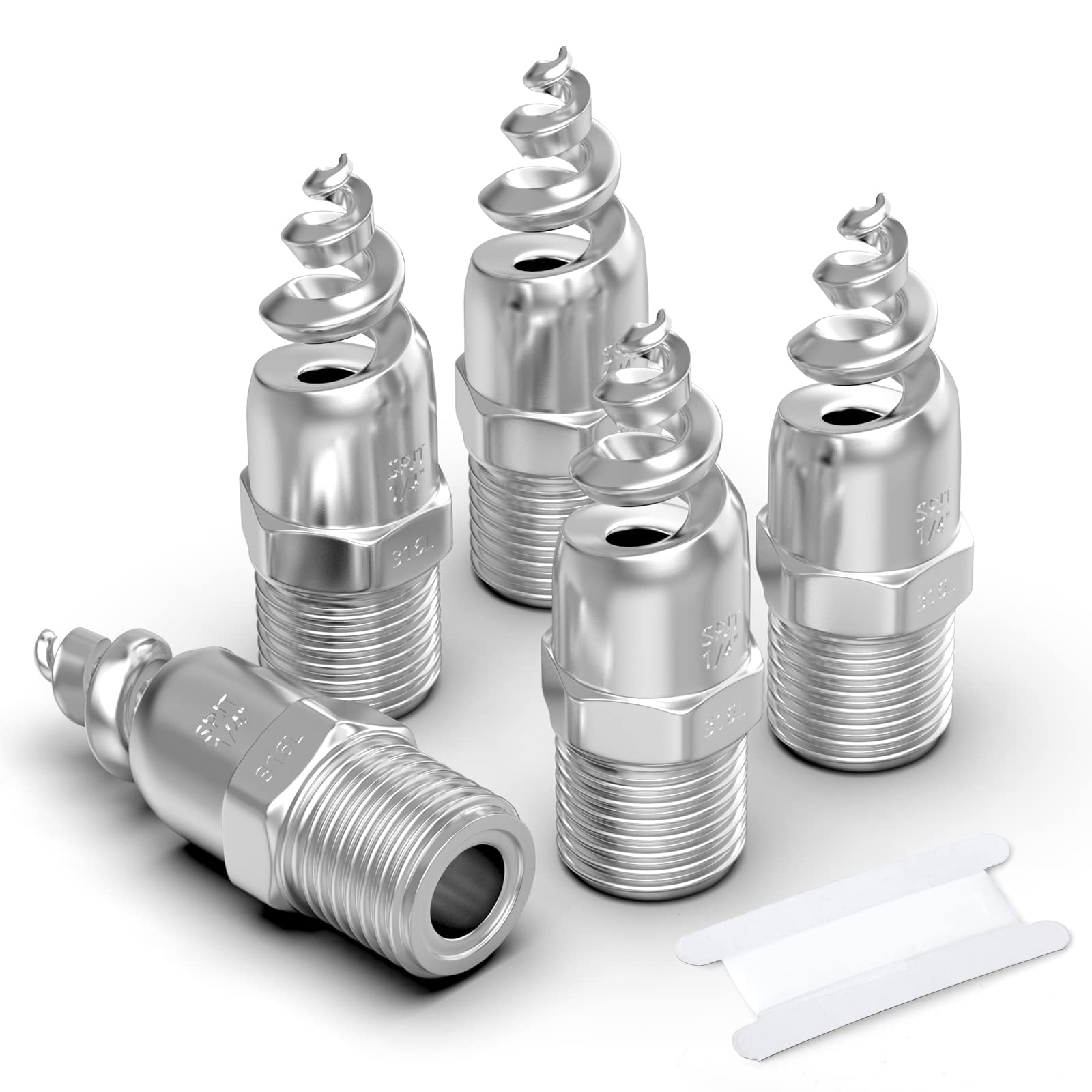 MEANLIN Spiral Cone Atomization Nozzle, 1/4" Male, 316 Stainless Steel Dust Remove Atomized Sprayer for Fire Proof, Gas Cooling, Washing, Garden Watering(Pack 5 pcs)