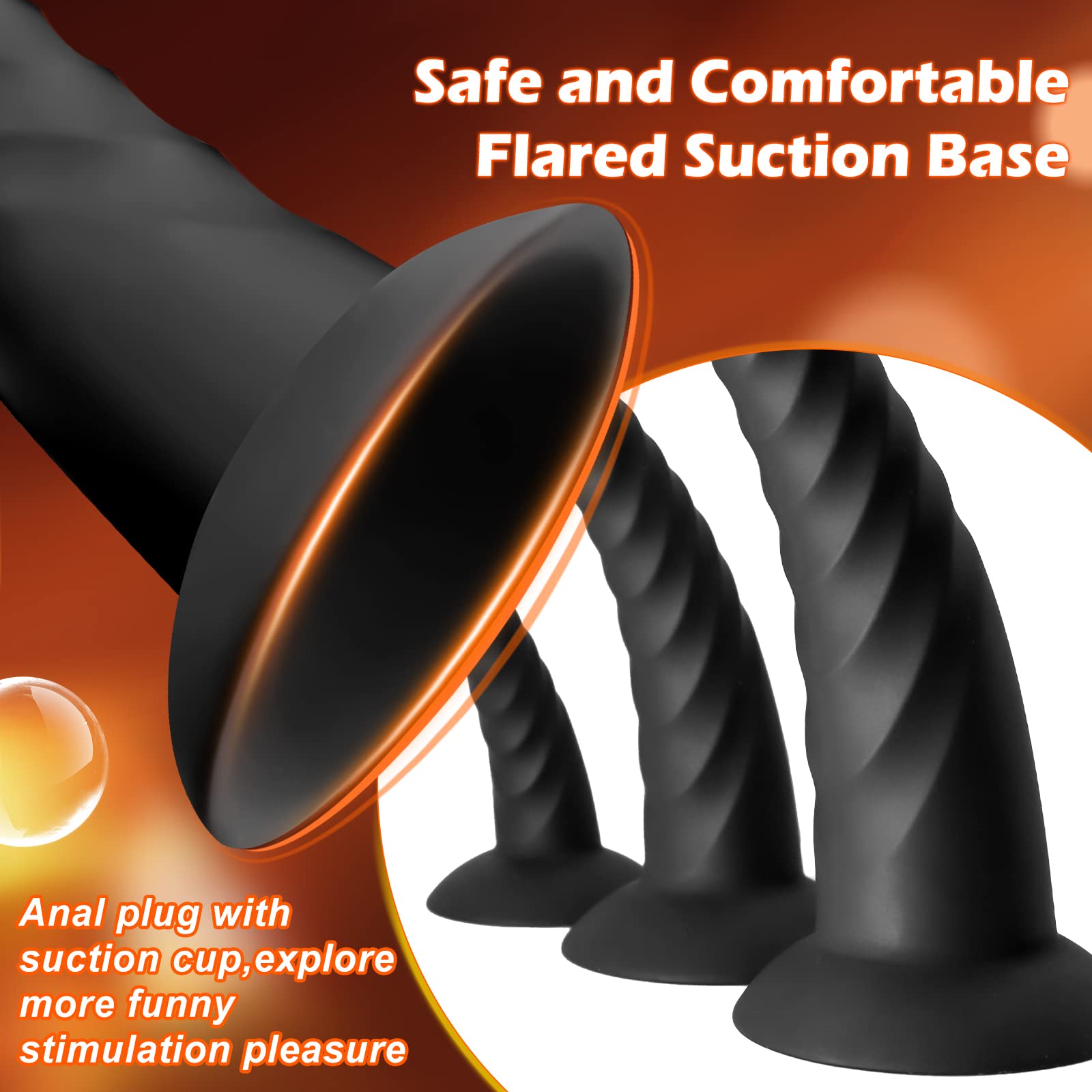 Anal Plug Pack of 3 Anal Toys, Silicone Adult Sex Anal Trainer Butt Plug for Beginners Advanced Players Anal Training Sets with Flared Suction Base Prostate Massager for Men, Women & Couple (): Black