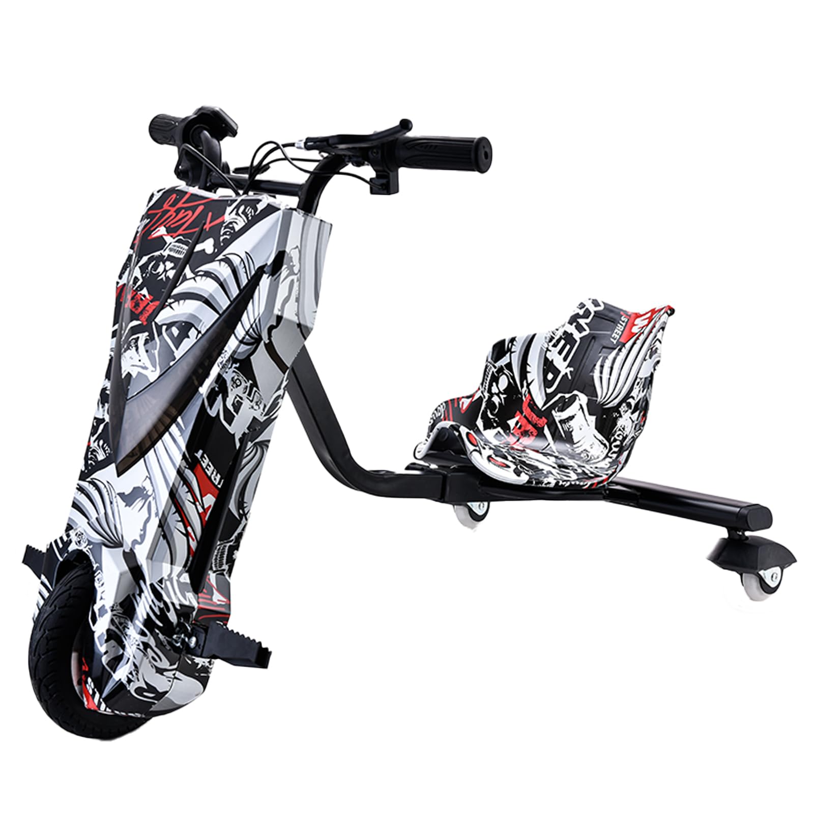 36V High-Power Drifting Electric Scooter With with Helmet Pad Set, Bluetooth 360°Scooter Drift for Children/Adult (Black/White/Red)