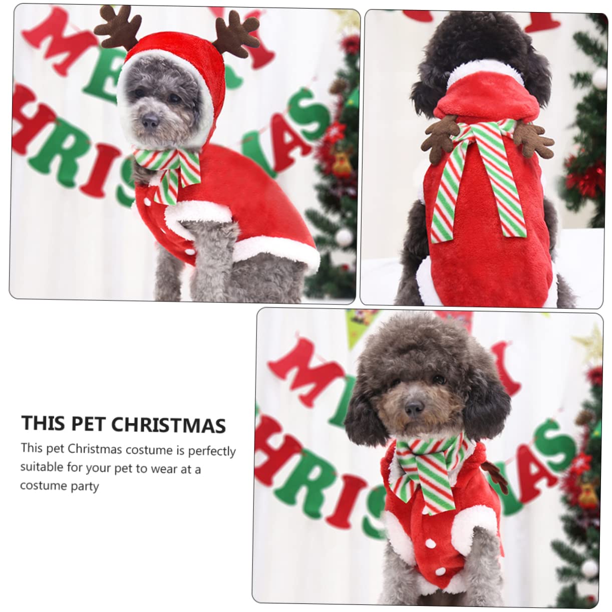BESPORTBLE 3 Set Di Vestiti Natalizi Per Cani Costume Natalizio Per Animali Domestici Vestito Da Festa Per Cani Tessuto