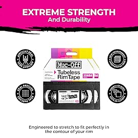 Muc-Off Tubeless Rim Tape 35mm (Pack of 2) - 10m Roll with 4X Seal Patches | Pressure-Sensitive Adhesive for Tubeless Bike Tyre Setups | Fits Road, CX, Gravel, MTB & Plus Rims