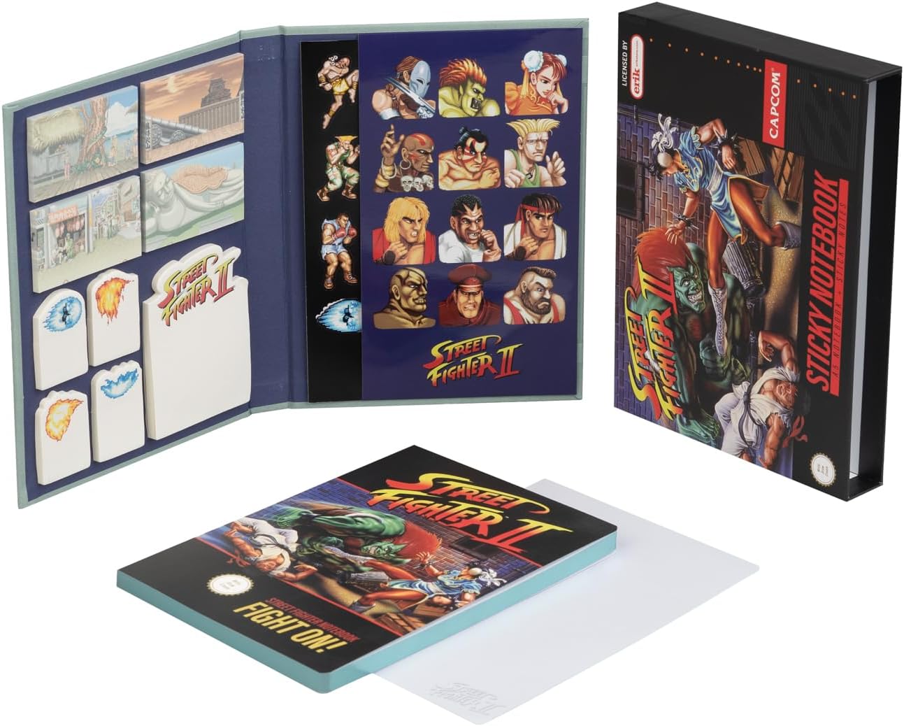 Grupo Erik Premium Notebook A5 Blank with Sticker Set Street Fighter Notepad A5 - Diary for Adults and Children with Stickers for Labelling