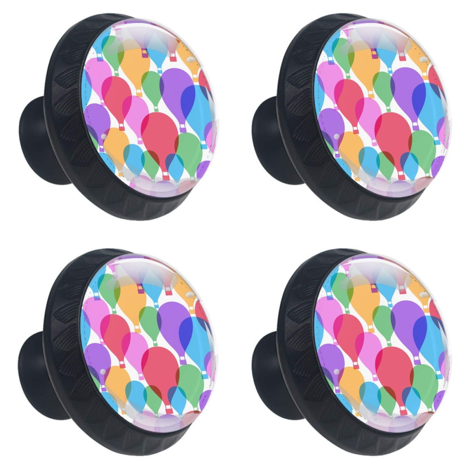 Boutons ronds en verre montgolfière de voyage x4 pour tiroir de cuisine 30 mm