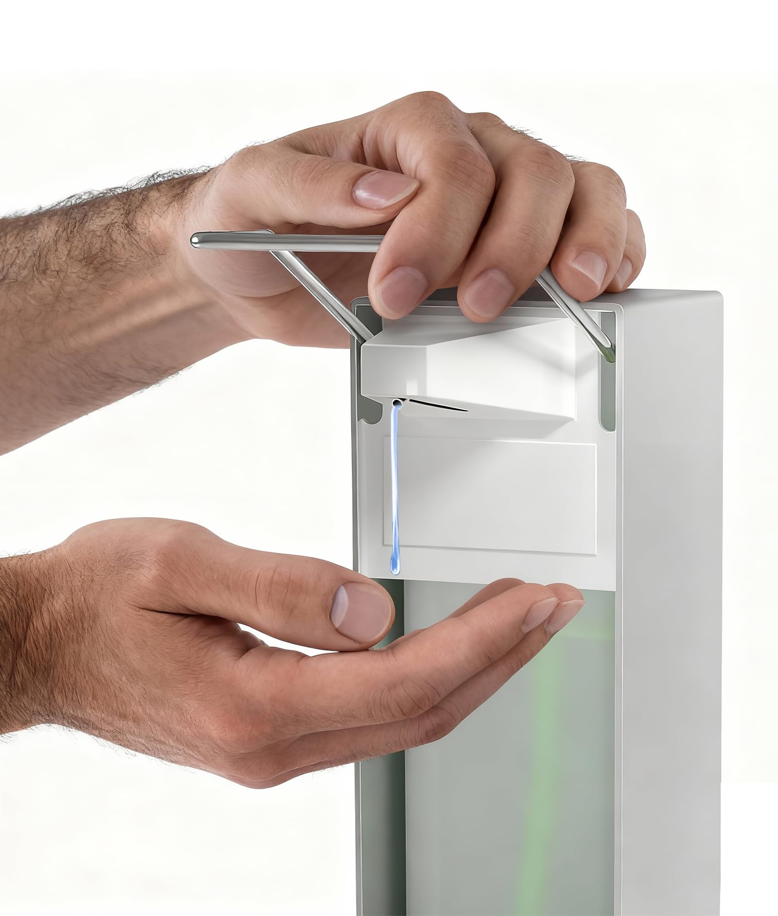 Eurospender,2er Set,Seifenspender Wandbefestigung, Soap Dispenser Mit Ellbogendruck Für Desinfektionsmittel Und Handseifen, Weißer Seifenspender, Aluminium,500ML