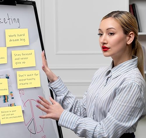 Miniatura 7 de (12 blocs) notas adhesivas grandes amarillas de 3 x 5 pulgadas, 1200 notas autoadhesivas, 100 hojas/bloc de colores brillantes, almohadillas