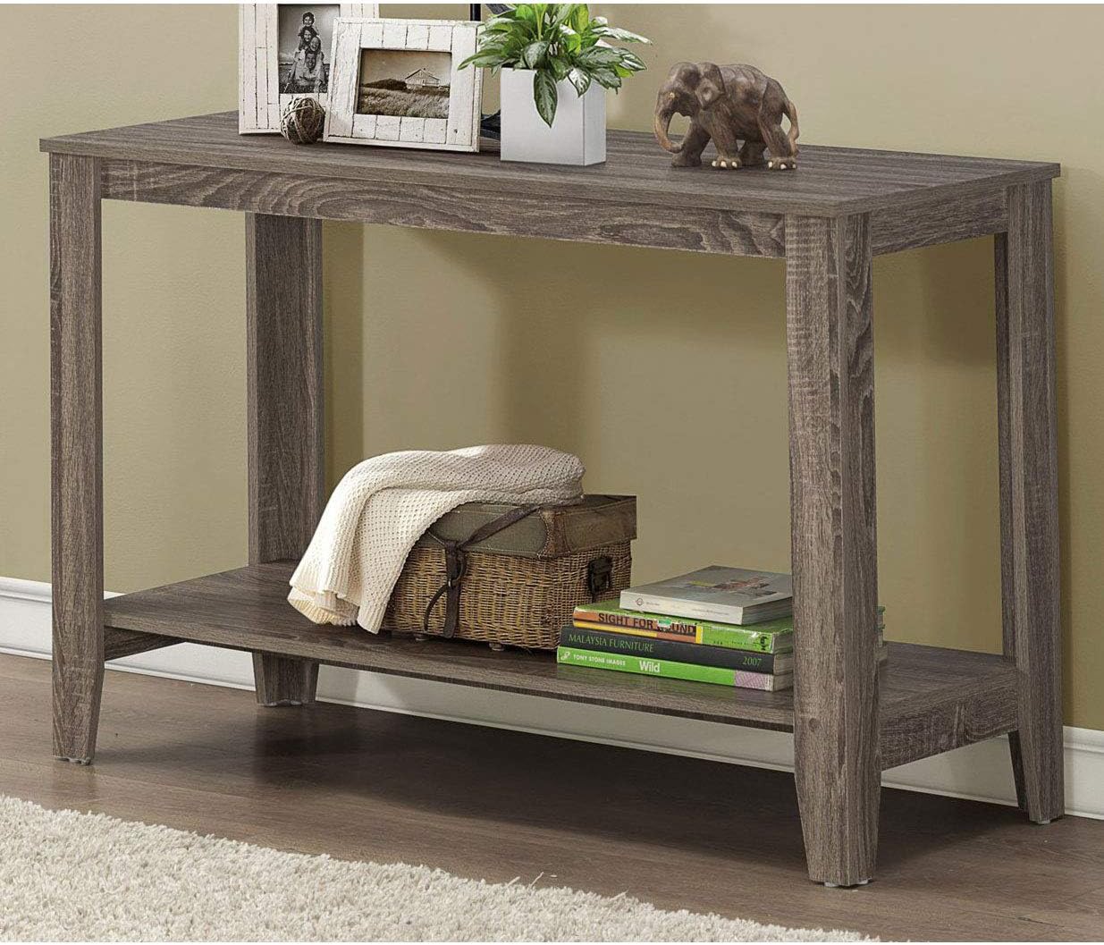 Monarch Specialties 7915S Accent Table, Console, Entryway, Narrow, Sofa, Living Room, Bedroom, Laminate, Brown, Transitional Table-44 L/Dark Taupe Hall, 44" L x 18" W x 28" H