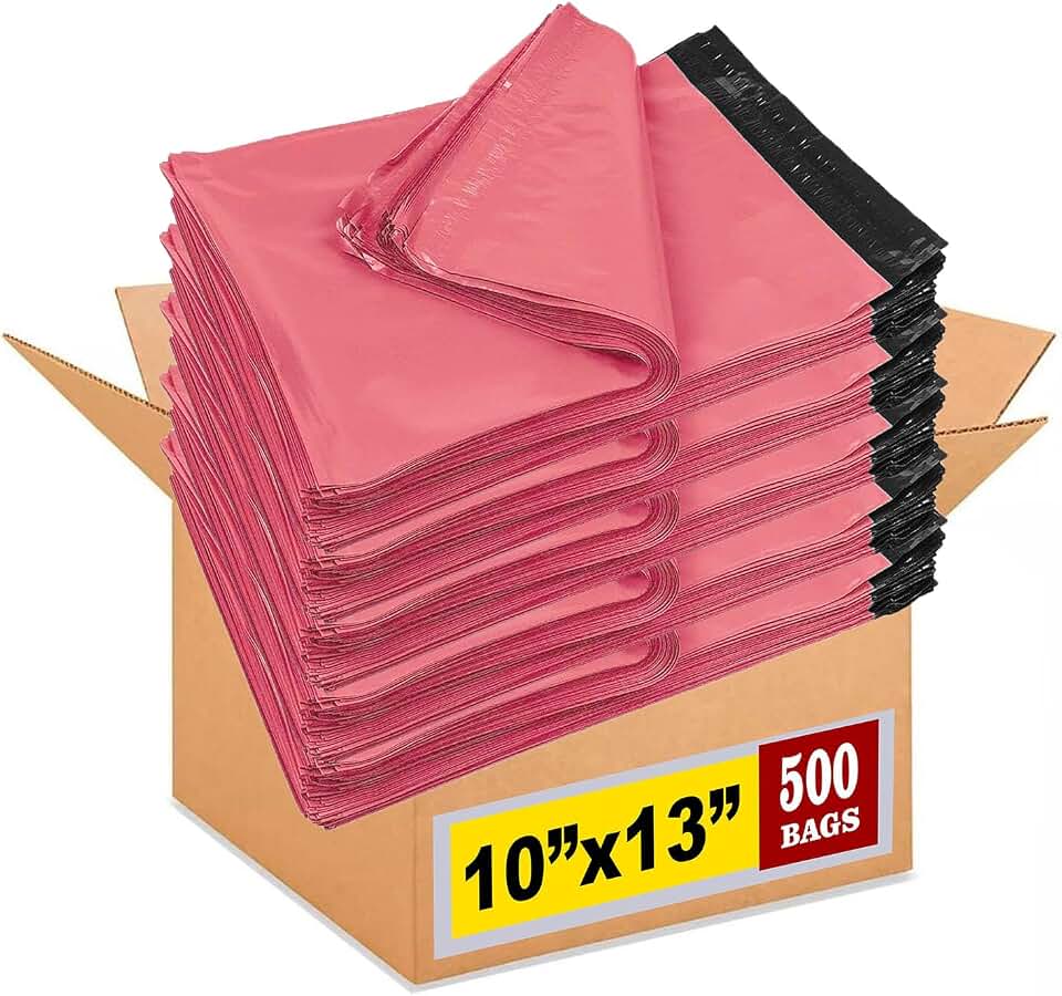 iMBAPrice Poly Mailers 10x13 Inch, 500-Pack Dusty Rose Pink | Strong Adhesive Self-Seal Shipping Envelopes, Waterproof Mailing Bag