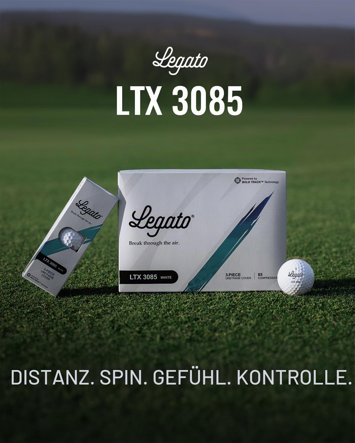 Legato Golfbälle LTX3085 | Entwickelt, um Golfern dabei zu helfen, 90 zu brechen | Maximale Distanz mit weicherem Spielgefühl | 3 Stück | Urethan-Abdeckung | 85 Kompressionen
