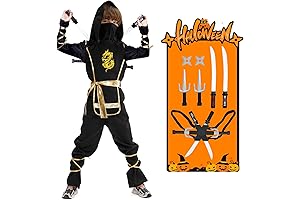 Kids Halloween Ninja Costume, Ninja Dress Up & Pretend Play with Deluxe Ninja Toys