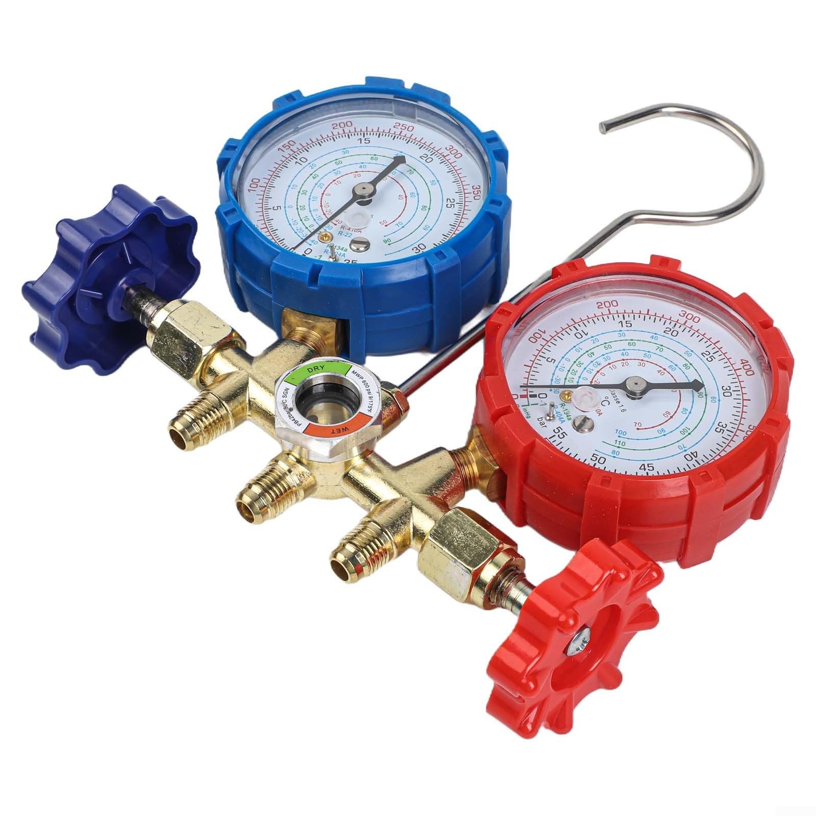 AC Manifold Gauge Set con colori codificati tubi per R32 per R410A e caratteristiche affidabili di misurazione della pressione