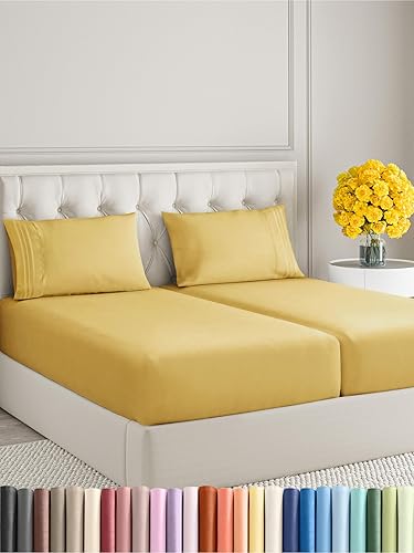Vista 88 de Juego de sábanas de 4 piezas tamaño king, extrasuaves, transpirables y refrescantes con esquinas profundas, sábanas de fácil ajuste y sin arrugas