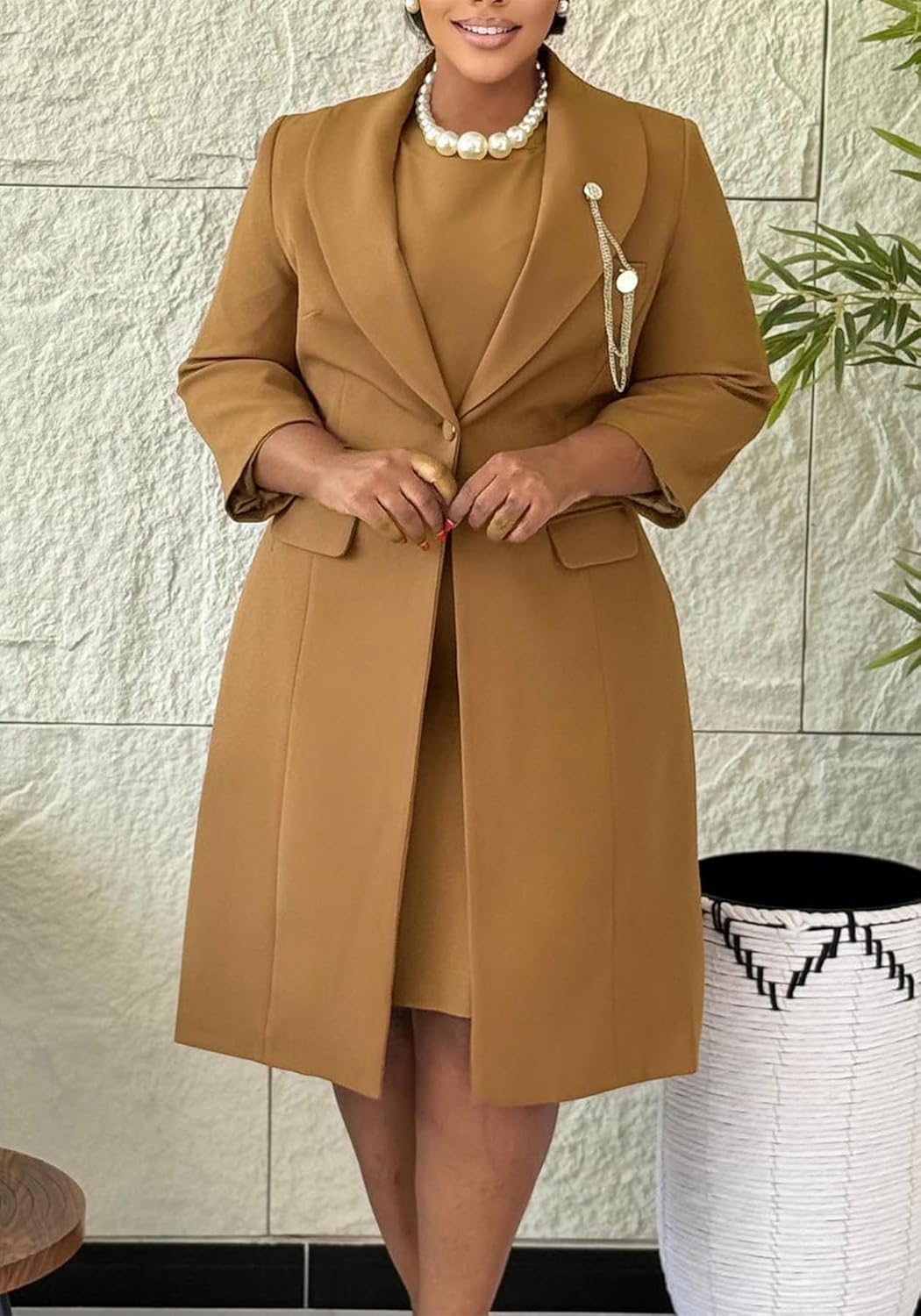 Womens Suits 2 Piece Dress Set Casual Long Sleeve Blazer with Mini Halter Dresses Work Business Outfits