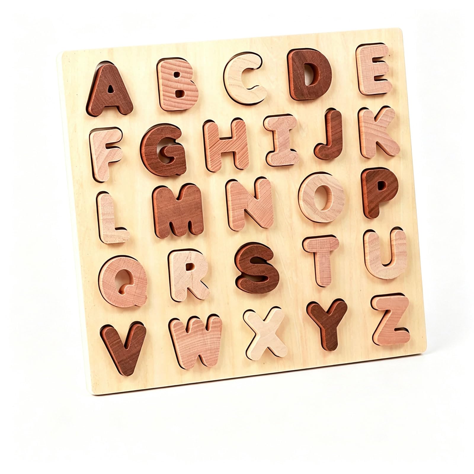 ttnmrc Montessori Wooden Alphabet & Number Puzzle Board