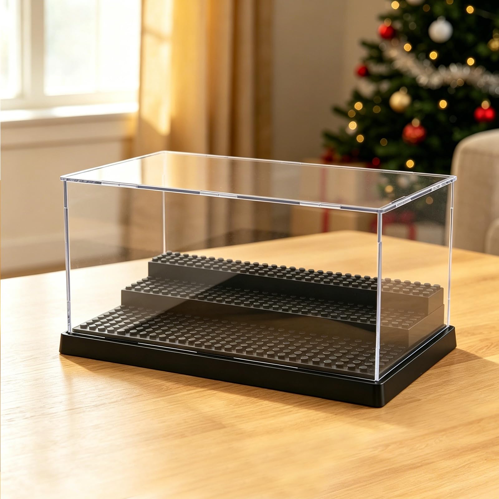 Acrylic Display Case for Building Blocks Figures Black clear Display Box
