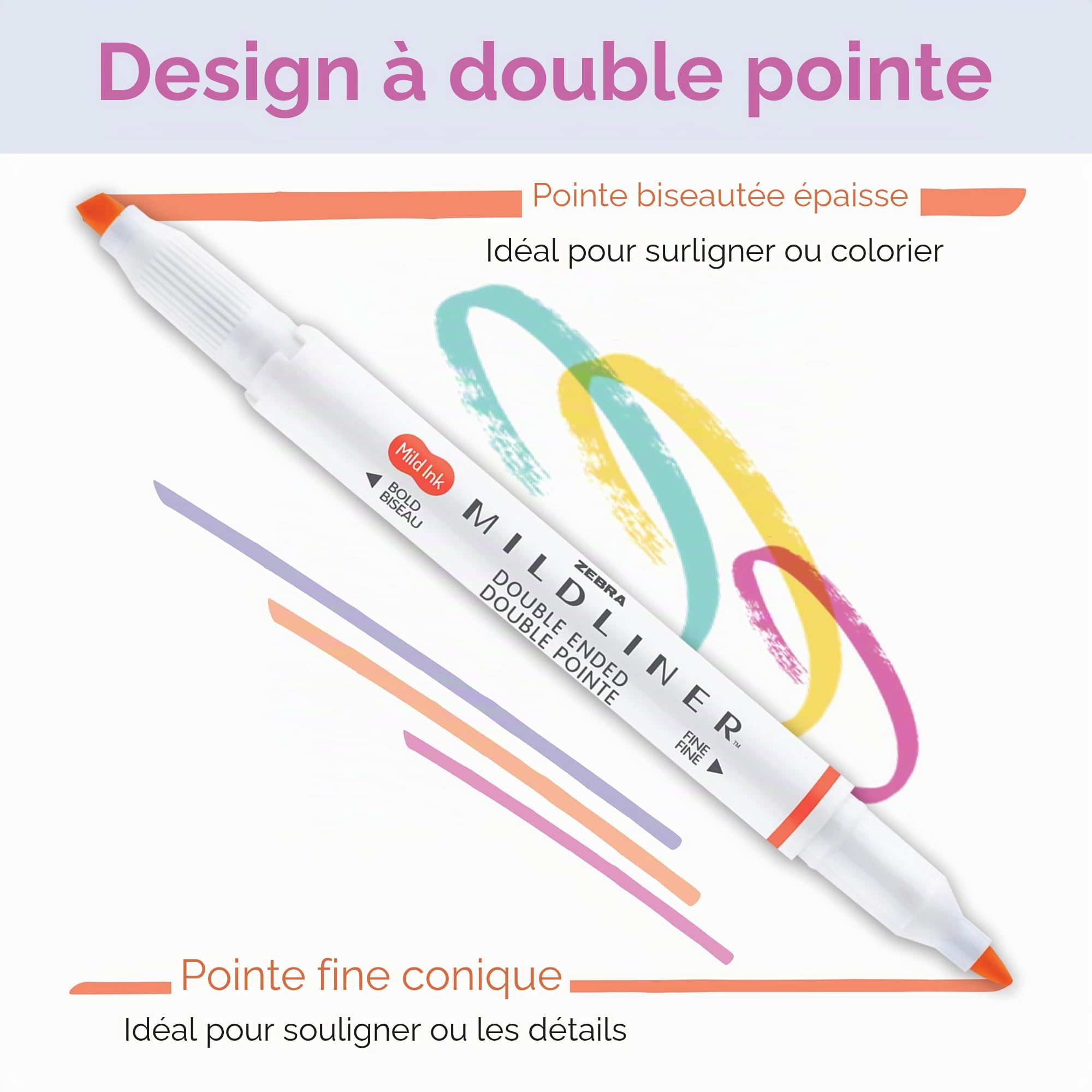 Zebra Pen Mildliner Ensemble de surligneurs à double pointe