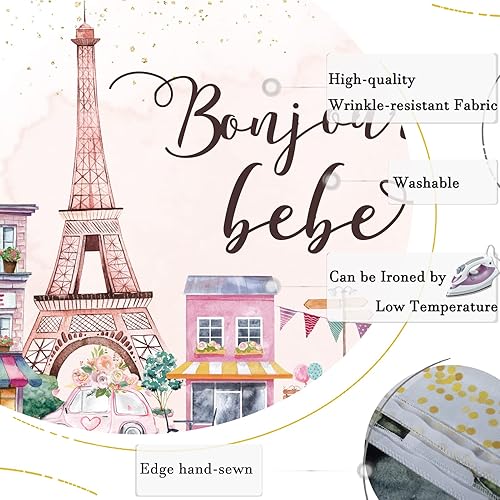 Miniatura 7 de Rsuuinu Telón de fondo de la Torre Eiffel de París, vista de la ciudad francesa, tienda de flores de calle, fondo de fotografía de ensueño, cartel