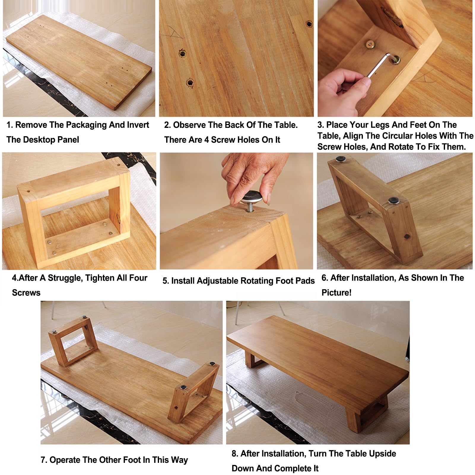 Japanse vloertafel van massief hout, Tatami-tafel voor woonkamer