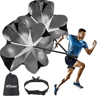 KUYOU 56" 2-Umbrella Speed Chute Parachute - Resistance Training for Running, Soccer, Football Speed & Agility Boost