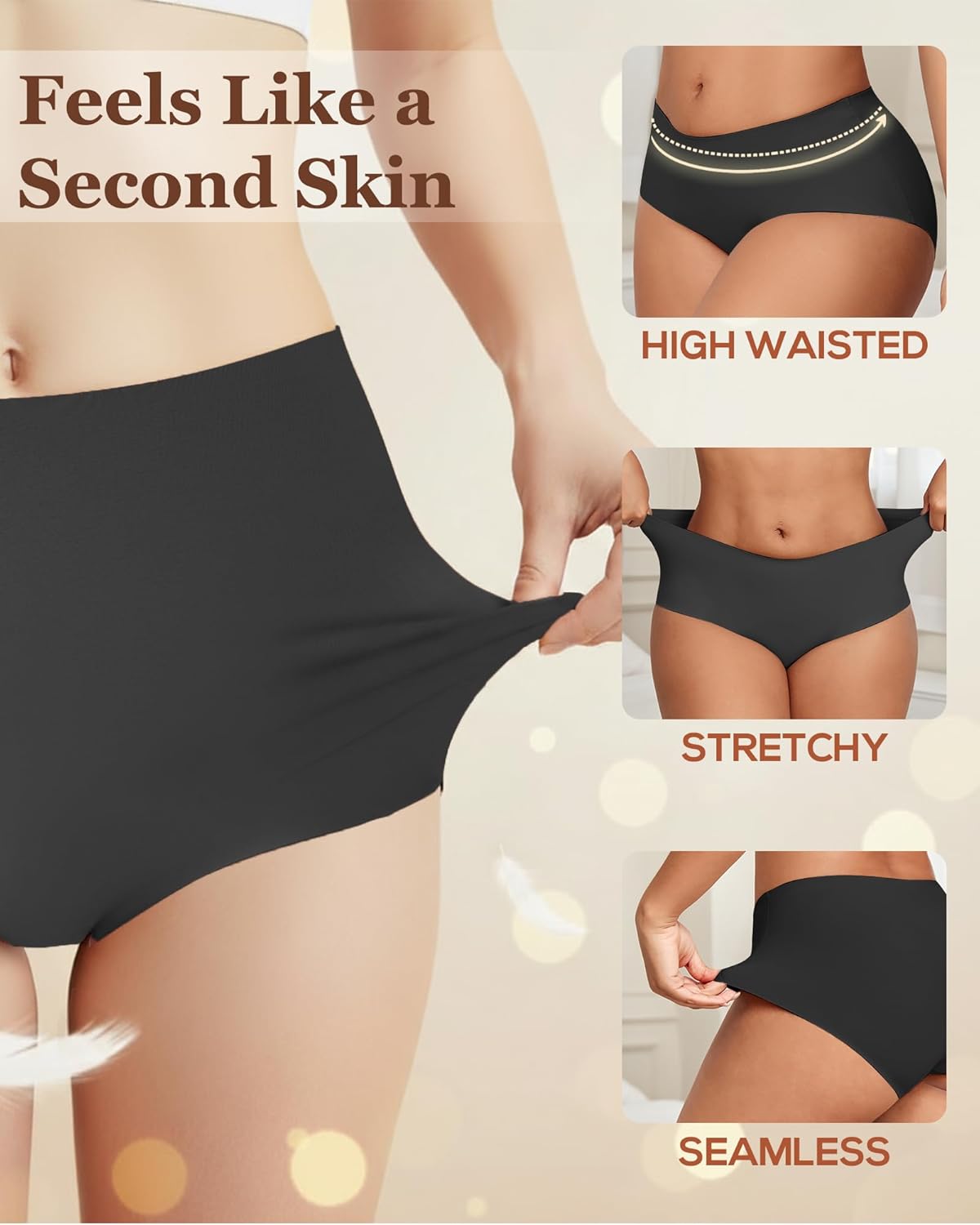 ROSYCORAL High Waisted Seamless Underwear for Women Full Coverage Hiphugger High Rise Silky No Show Briefs Panties 6 Pack - Image 5