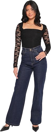 Petal & Pup Skyler Square Neck Stretch Lace Top - Black L