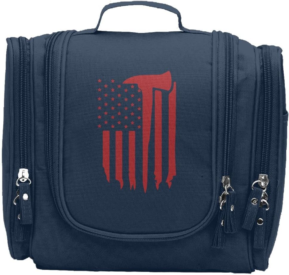 HRhzb American Firefighter Flag Multifunction Cosmetic Bag&Case Portable Makeup Pouch Waterproof Travel Handbag Organizer Toiletry Bag For Men And Women