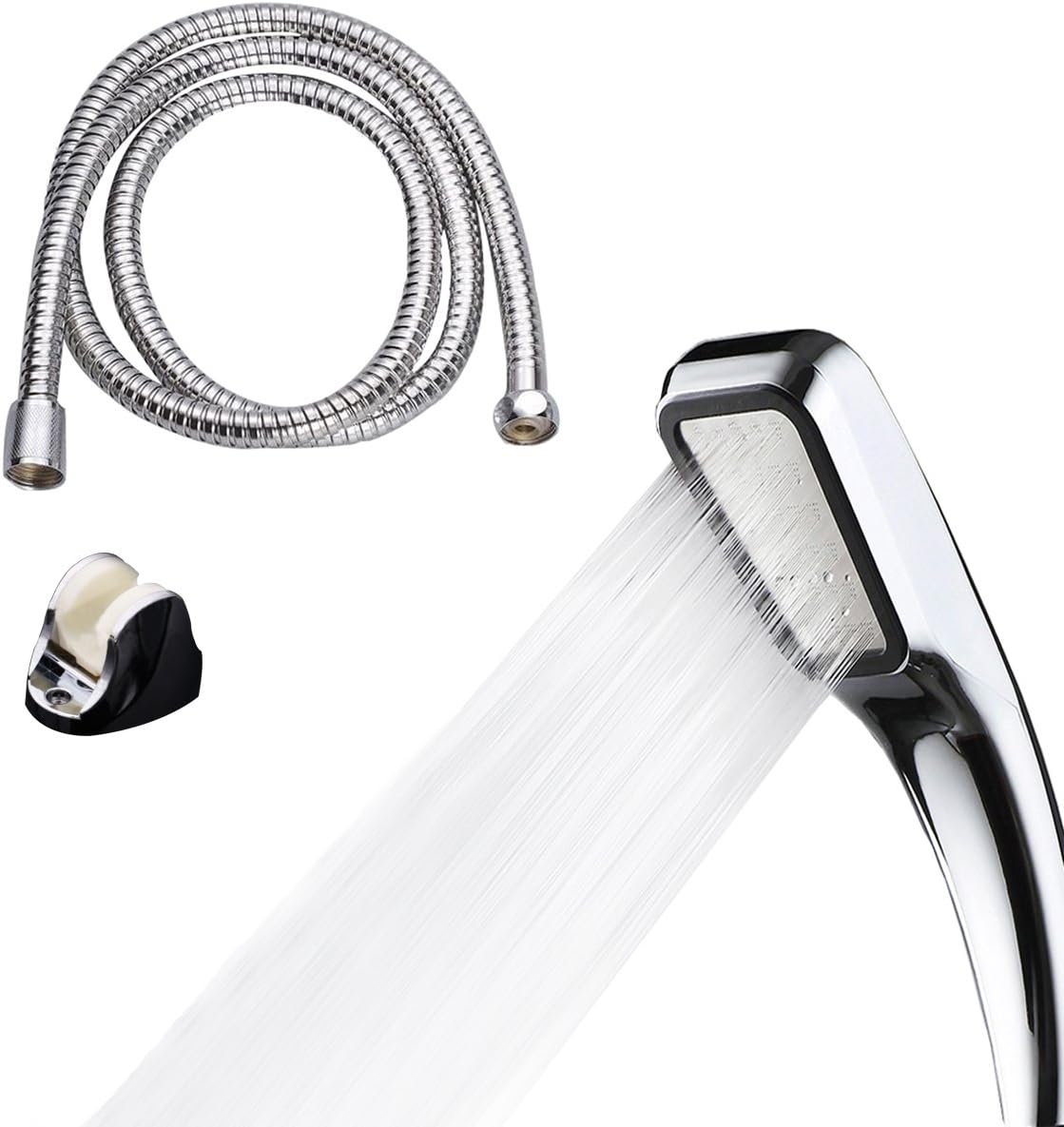 Yondwin 300 Laser Drilling Holes High Pressure ABS Handheld Shower Heads with 5ft Hose for the Bathroom