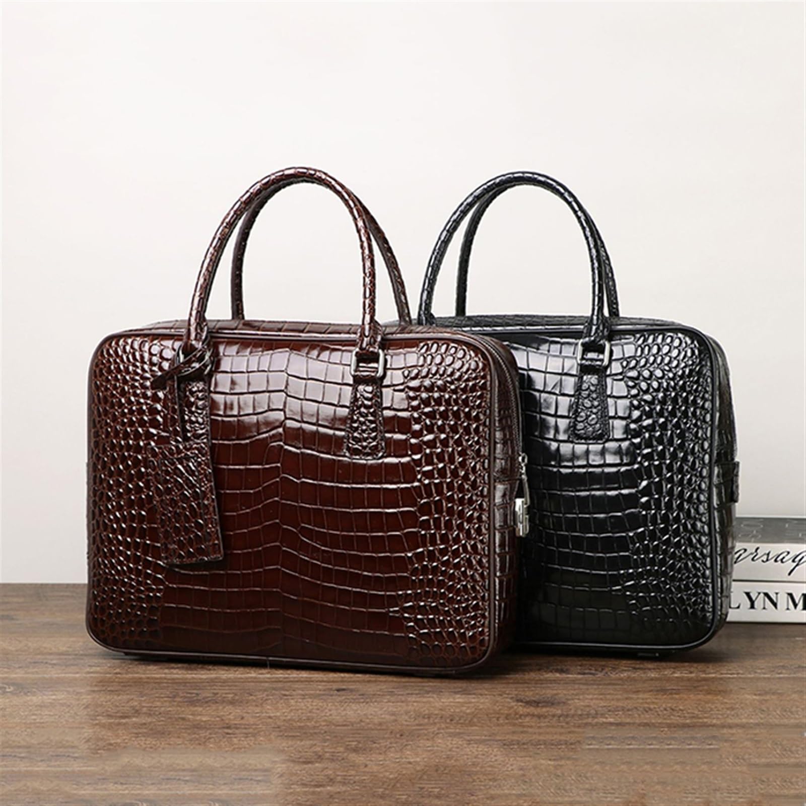 Cartella da Uomo Borsa da Uomo in Pelle, Borsetta, Valigetta da Uomo Borsa da Ufficio da Uomo Valigetta for Laptop da Uomo(Black)
