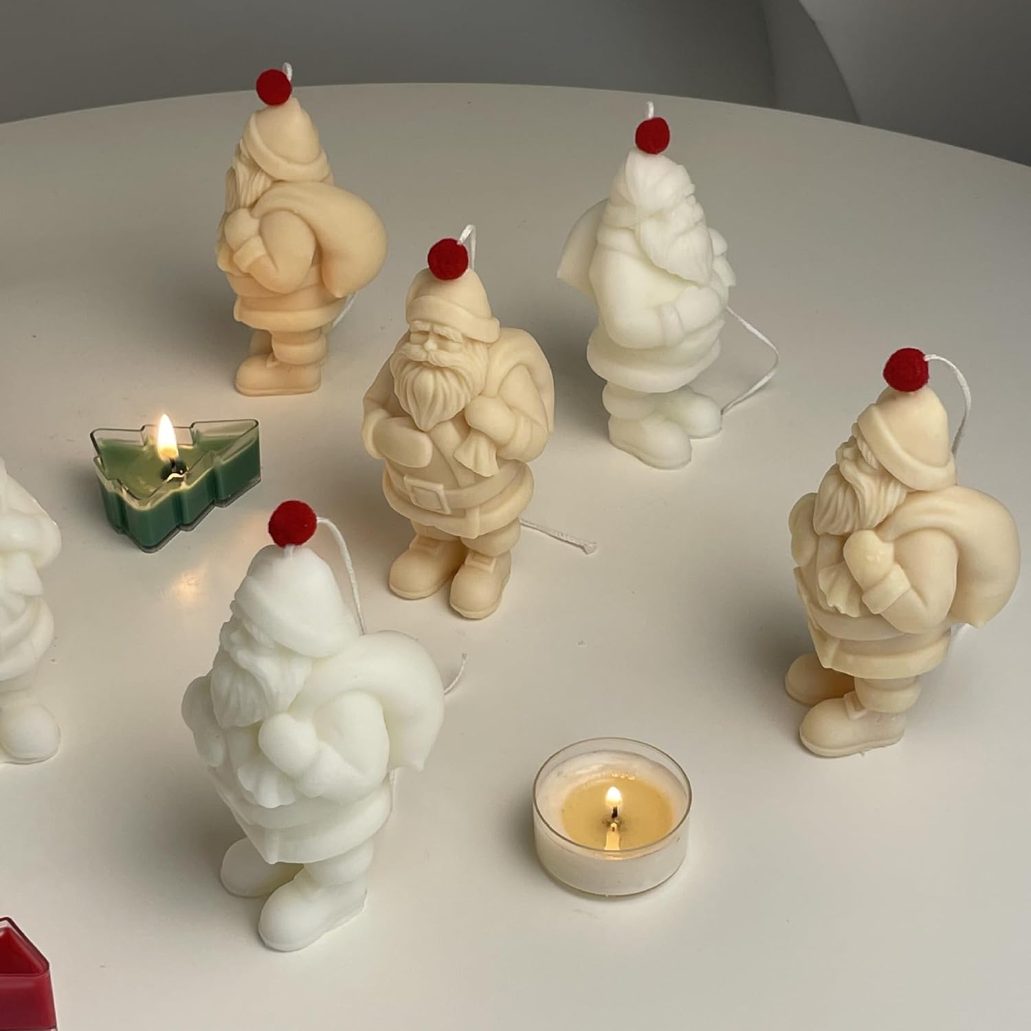 3D Christmas Santa Claus Silicone Candle Mold DIY Xmas Gypsum Soap Resin Ice Mould Candle Making Tool Small Bell Christmas Decor Gift