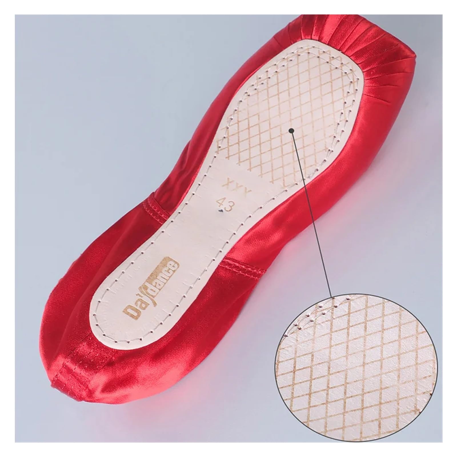 Zapatillas De Ballet Ballet Pointe Shoes,Satin Ballerina Ballet Shoes, Ballet Flats with Silicone Toe Pads and Ribbon for Girls Women(Red,40 (24cm))