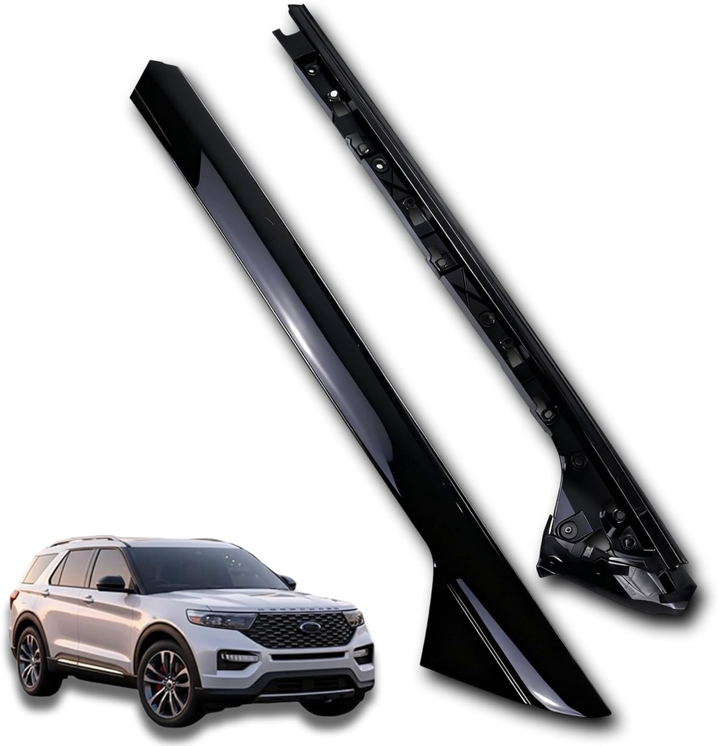 Windshield A-Pillar Molding Trim Right Passenger Side Compatible with 2011-2019 Ford Explorer, Outer Trim Replacement 926-451 BB5Z-7803136-AA BB5Z7803136BA BB5Z7803136AB Black