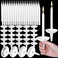 Vista 7 de MTLEE 50 juegos de velas blancas de vigilia de iglesia a granel con protectores de goteo de velas de plástico para servicio de velas, Navidad