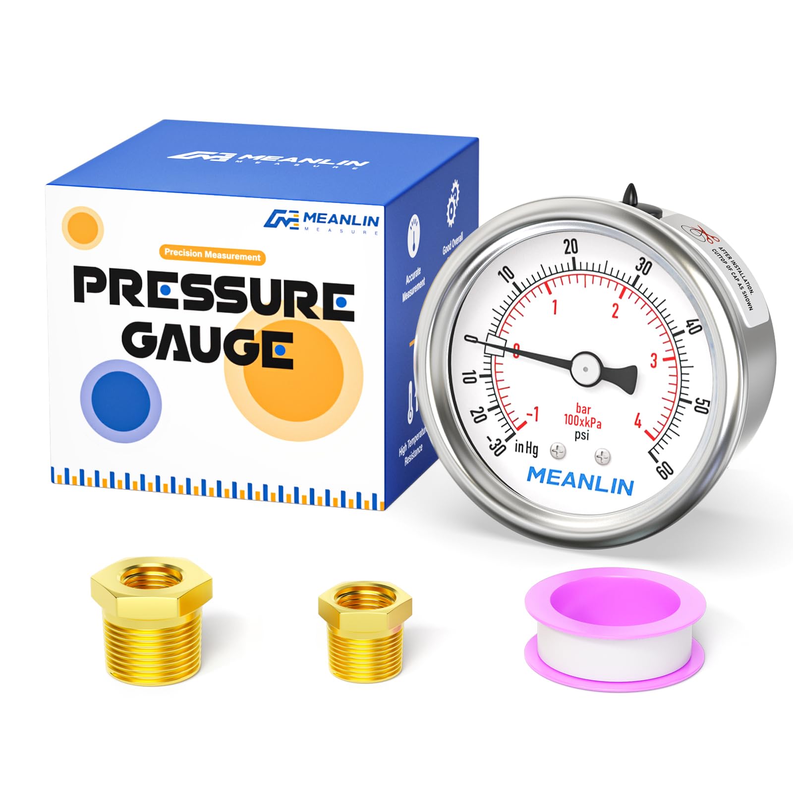 Stainless Steel Pressure Gauge - 0-100PSI Waterproof -15