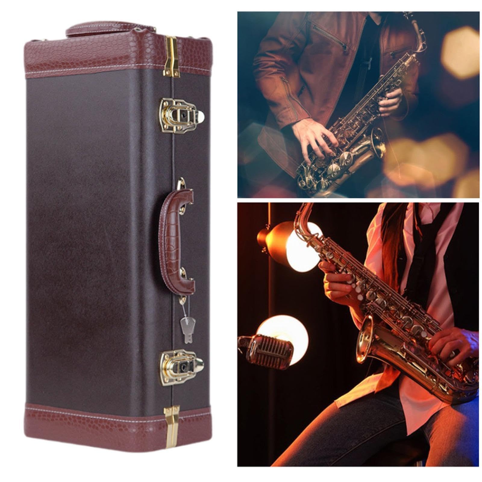 Oshhni Custodia per sassofono contralto, borsa per il trasporto di sassofono contralto, rettangolare, leggera, con accessori e maniglia, borsa di stoccaggio, Marrone