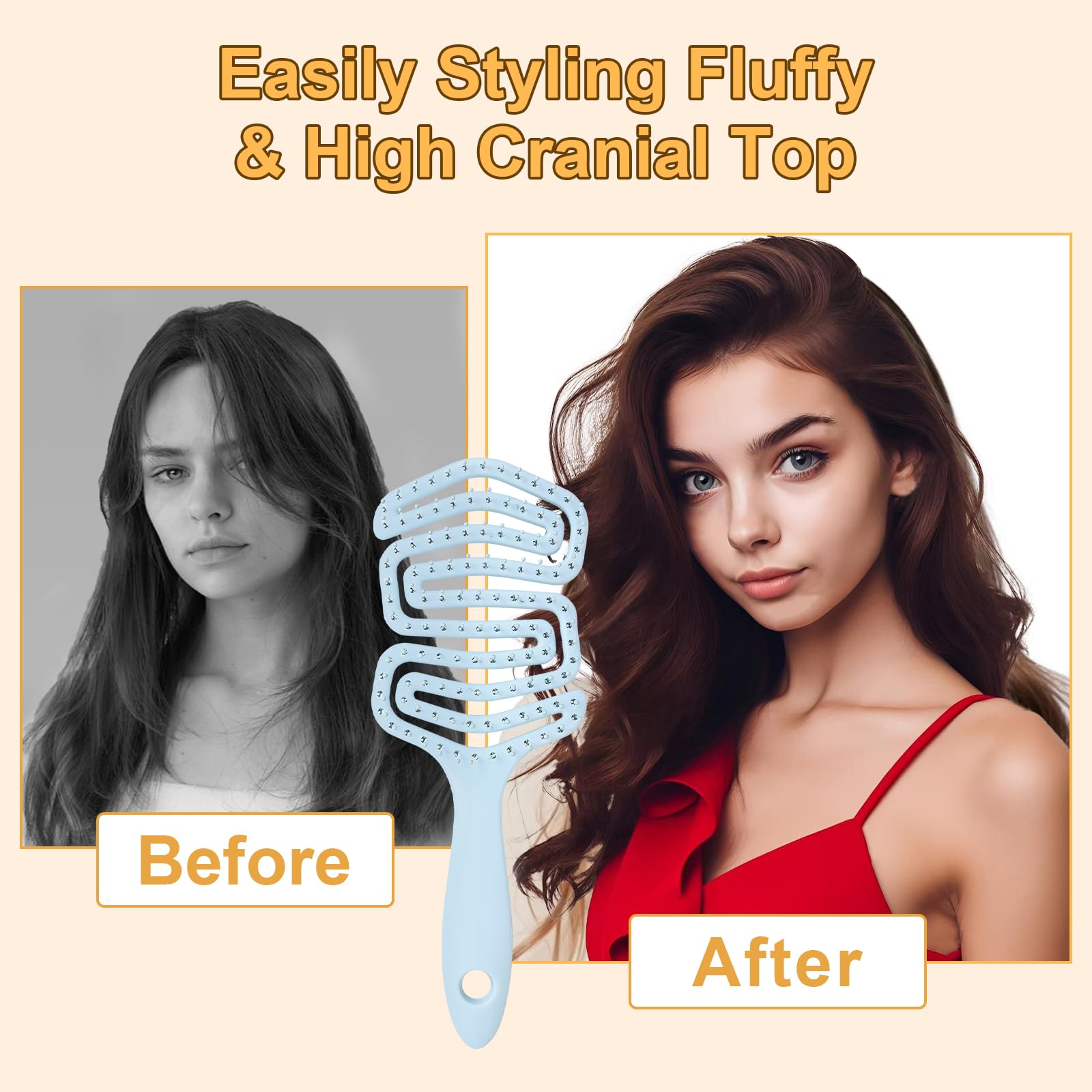 DUAIU Detangle Hair Brush Women Men, Paddle Brush with Exclusive Ultra-soft bending Bristles and Body - Image 4