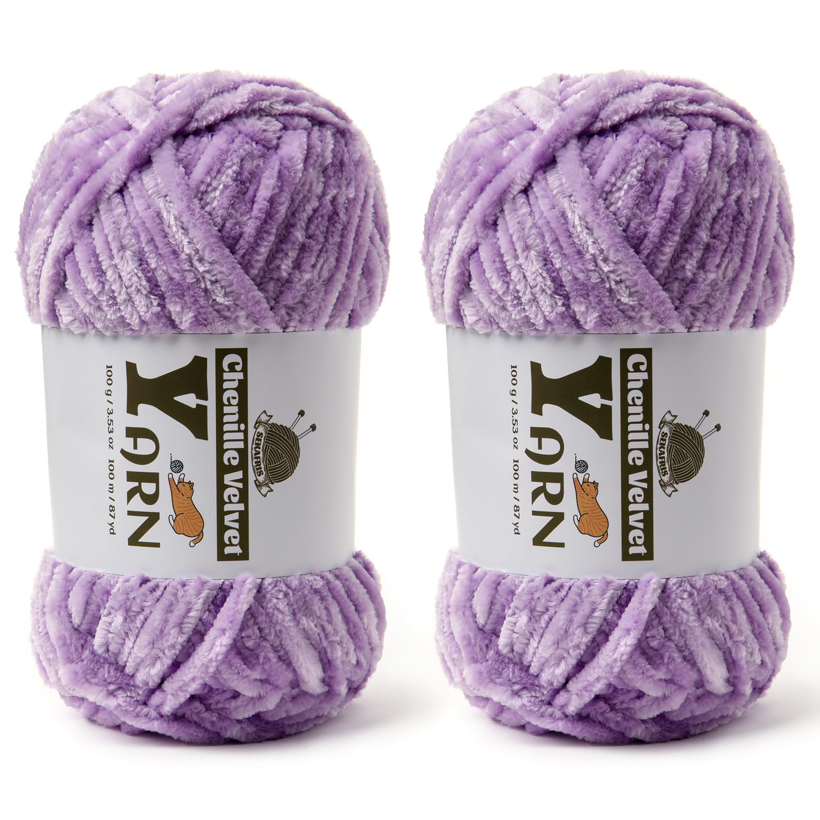 Chenille Crochet Pale Purple Yarn 2 Pack