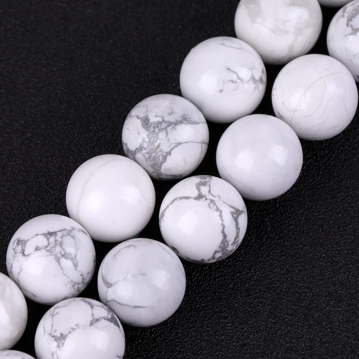 GEM-Inside Natural 16mm White Howlite Round Gemstone Semi Precious Loose Beads for Jewellery Making 15''
