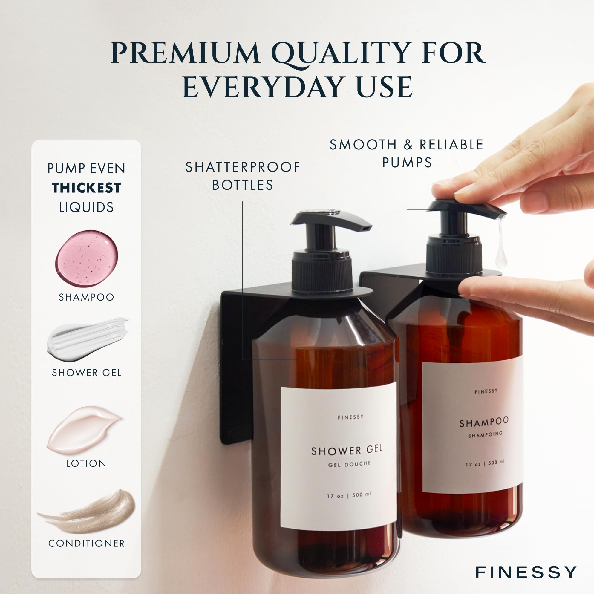 Amazon.com: FINESSY Refillable Shampoo and Conditioner Dispenser