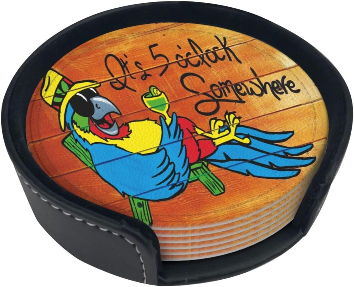 It's 5 O'Clock Somewhere Coasters Set of 6 for Drinks Coffee Table Gifts Home Décor 3.9 Inches