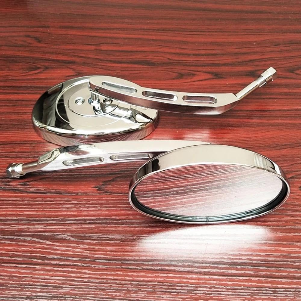 Specchietto Retrovisore Ovale Cromato Universale per Moto per Yamaha Xt 600 per Virago 125 per Virago 535 per Virago 1100