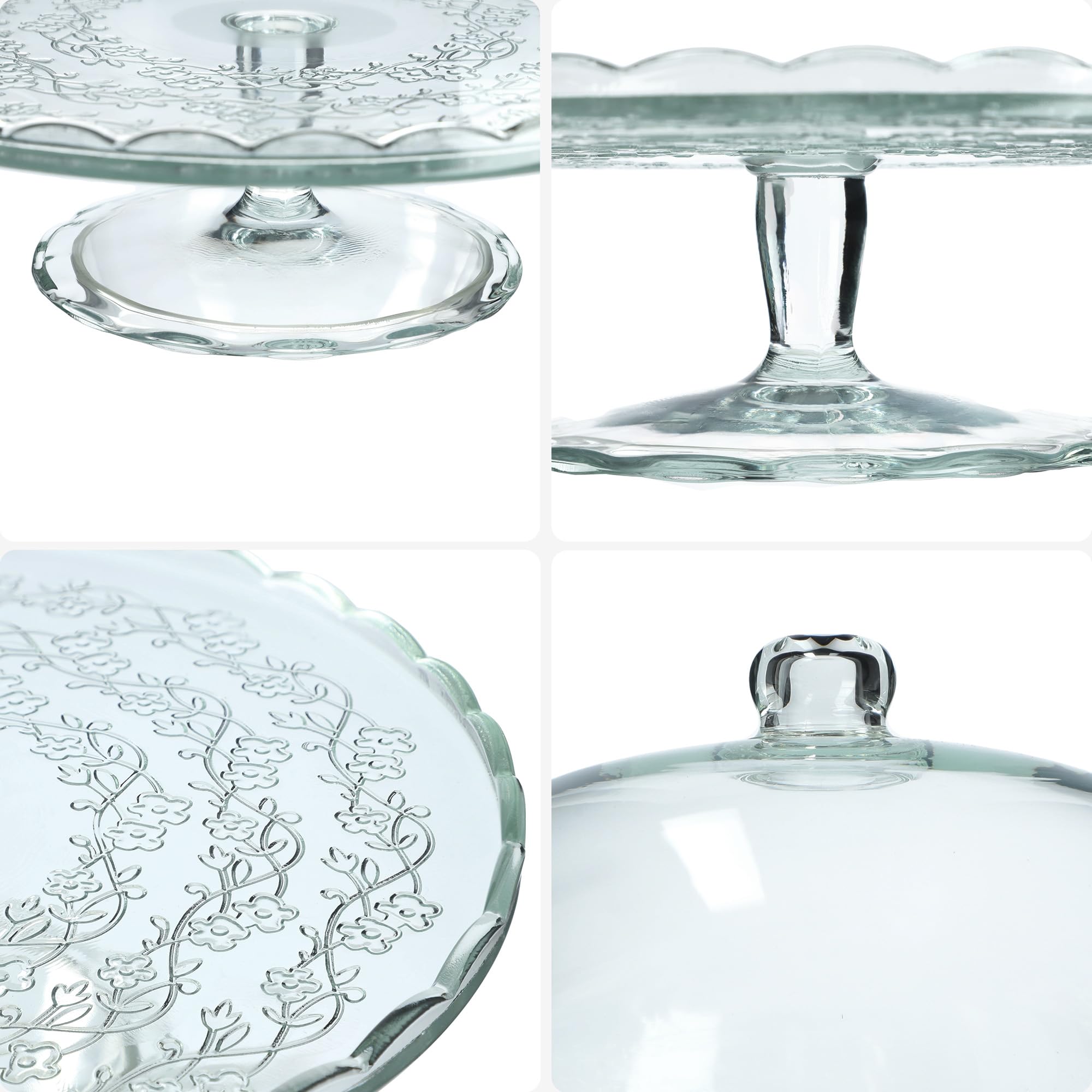 KADAX Soporte para tartas con tapa, plato transparente para tartas con pie, elegante campana de cristal, resistente plato para servir (redondo de 29 cm de diámetro)