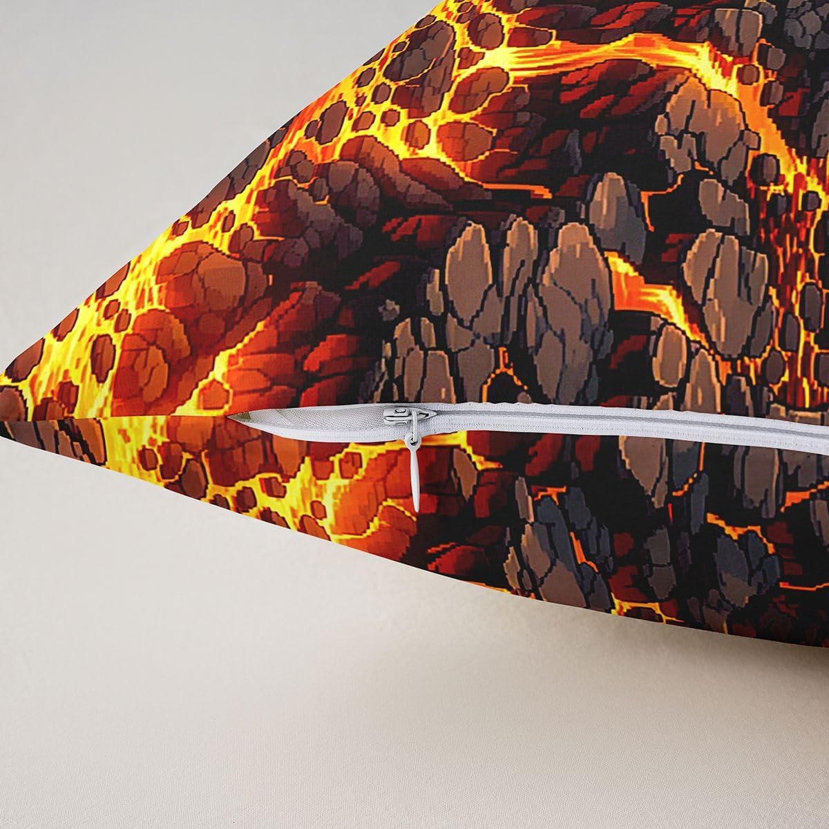 Castle Fairy Pixel Volcano Throw Pillow Covers Pack of 2,Retro Gaming Dual-Sided Print for Kid Boy Teen Adult,Pixelated Magma Cushion Cover,Video Gamer Room Decor,22" Lx22 W No Pillow Insert image 5