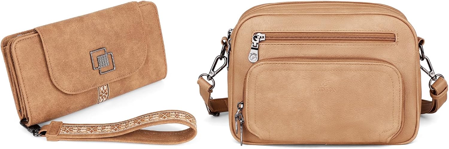 FADEON Leather Wallets for Women and Crossbody Bags for Women