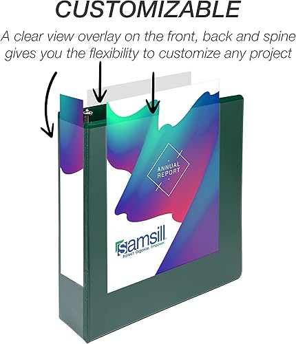 Vista 232 de Samsill Carpeta duradera de 1.5 pulgadas, fabricada en los Estados Unidos, carpeta de anillos en D, carpeta transparente personalizable, surtido