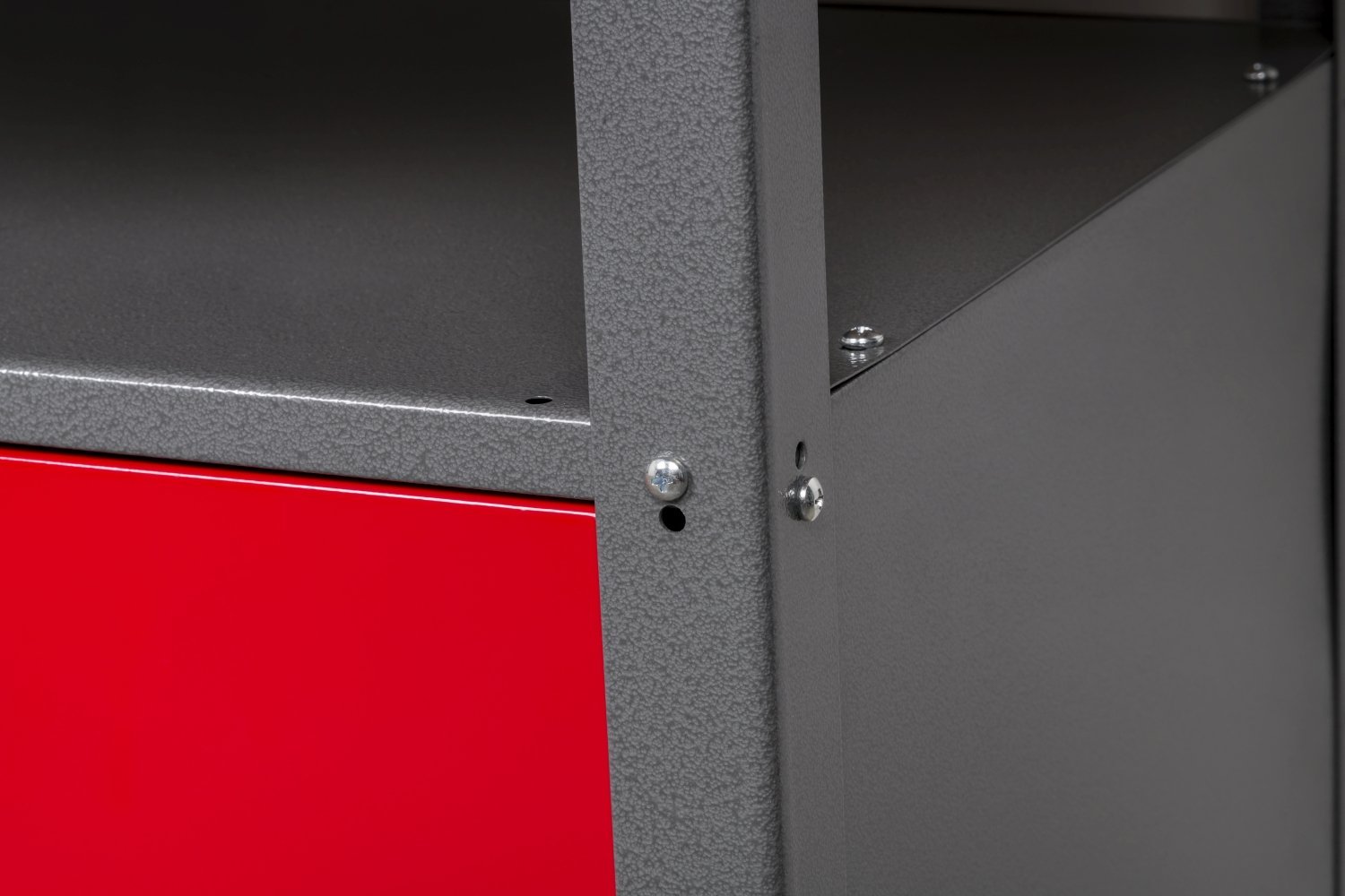 Werkbank Metall 120 x 85 x 60 cm, Werktisch mit Türen und Schublade | 30 mm Sperrholzplatte, verschließbare Türen und Schublade – solide Werkstatteinrichtung