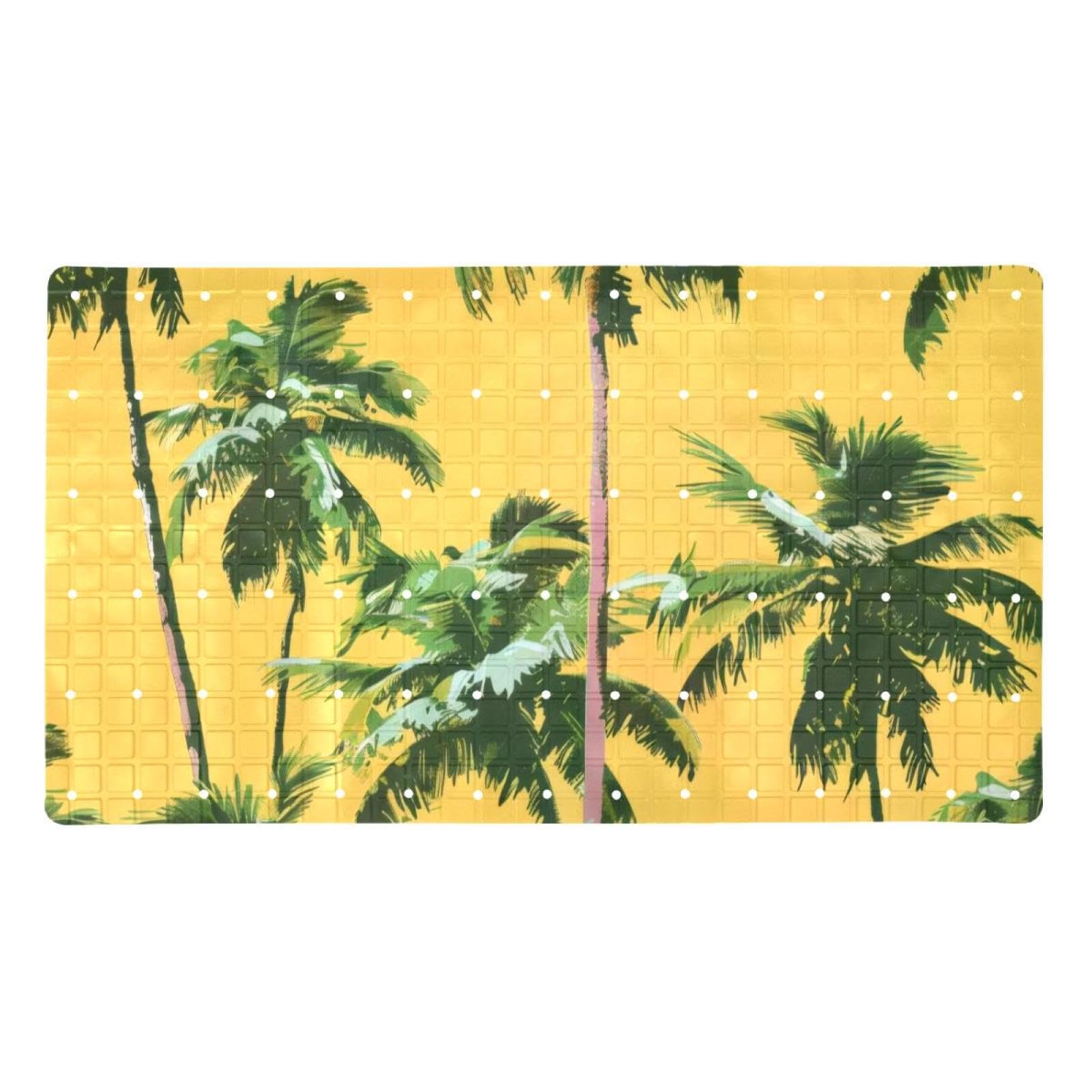 Rutschfeste Badematten für Badezimmer, Motiv: Sommerpalmen, Baum, gelber Hintergrund, rechteckige Badewannenmatte, maschinenwaschbar, 40 x 70 cm