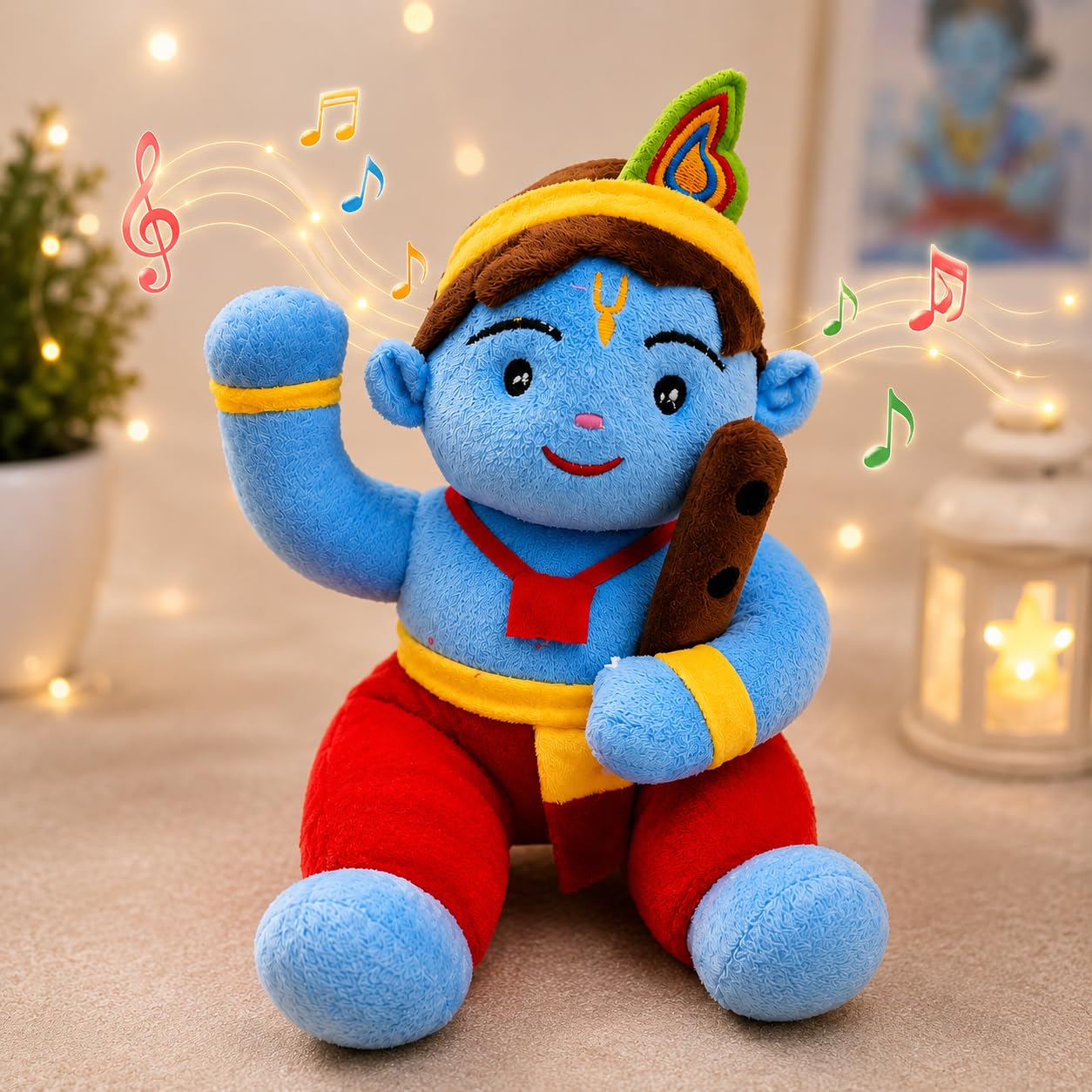 Musical Baby Krishna Chanting Soft Toy Teddy Doll for Kids, (Pack of 1) Plush Stuffed Toy, Devotional Singing Krishna Doll for Girls, Boys, Babies, Gift-image-39