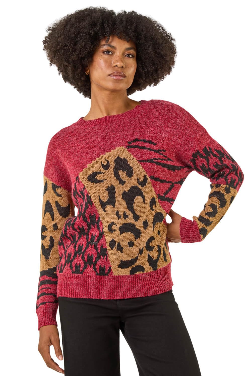 Roman Originals Thick Jumper for Women UK - Ladies Winter Autumn Smart Casual Knit Knitted Knitwear Pull-On Round Crew Neck Long Sleeve Work Office Dinner Party